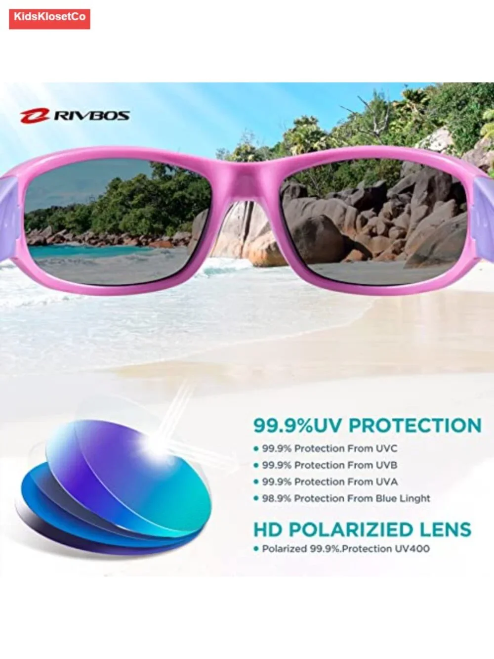 Kids Polarized UV Protection Flexible Rubber Sunglasses with Strap